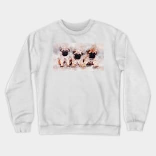 Pug Puppies. Dog Watercolor Portrait 01 Crewneck Sweatshirt